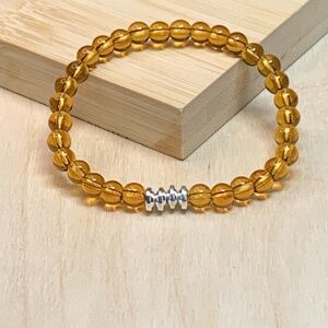 Amber and Hematite Stretch Gemstone Bracelet